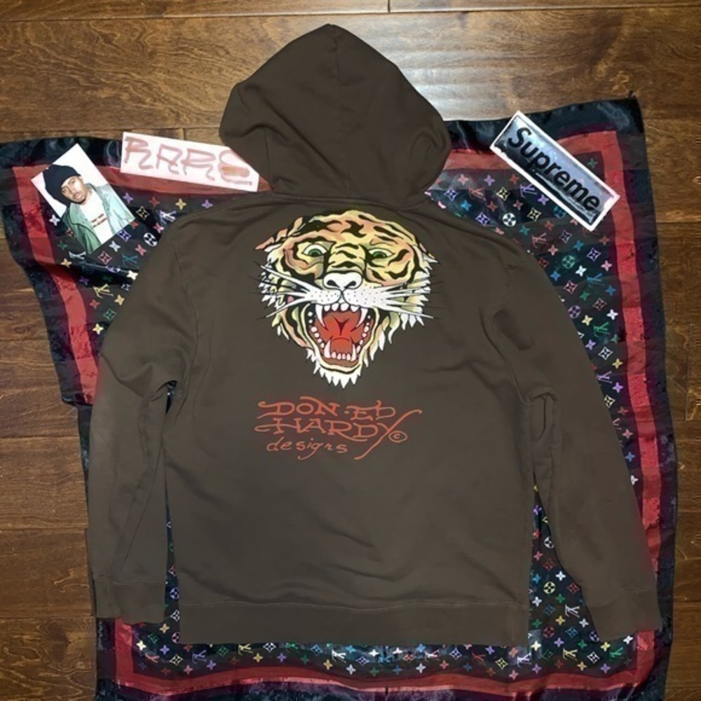 ON HOLD - DON ED HARDY CHRISTIAN AUDIGIER Tiger Hoodie Terrycloth Zip Up